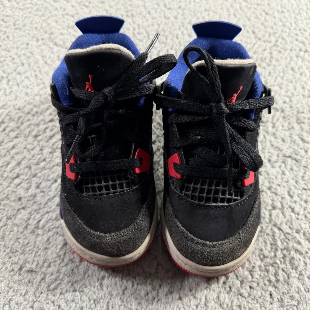 Jordan 4 Retro Toddler 9C Black Red Blue Sneakers IB4387-003